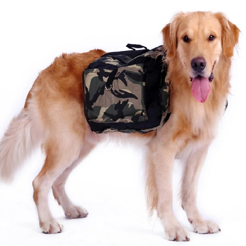 Fidgetstein Large Dog Saddle Backpack – Camouflage Adventure Pack