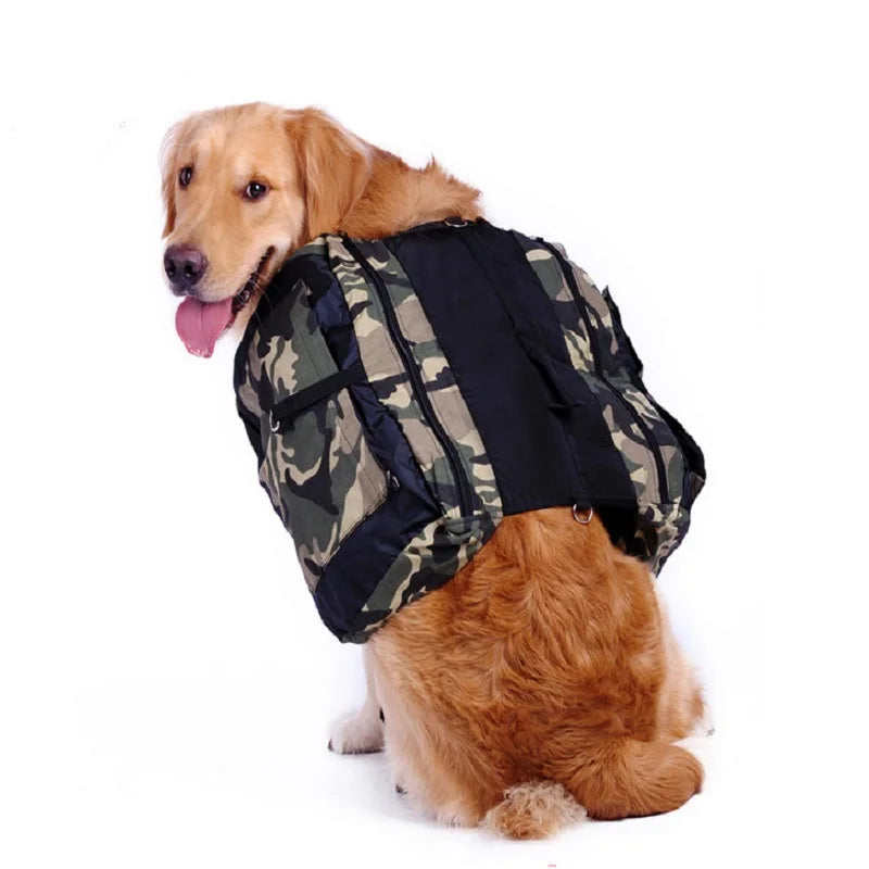 Fidgetstein Large Dog Saddle Backpack – Camouflage Adventure Pack