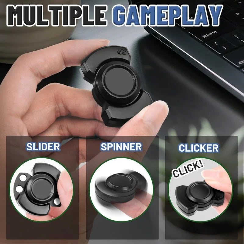 Fidgetstein 3-in-1 Metal Fidget Spinner – Slider & Clicker