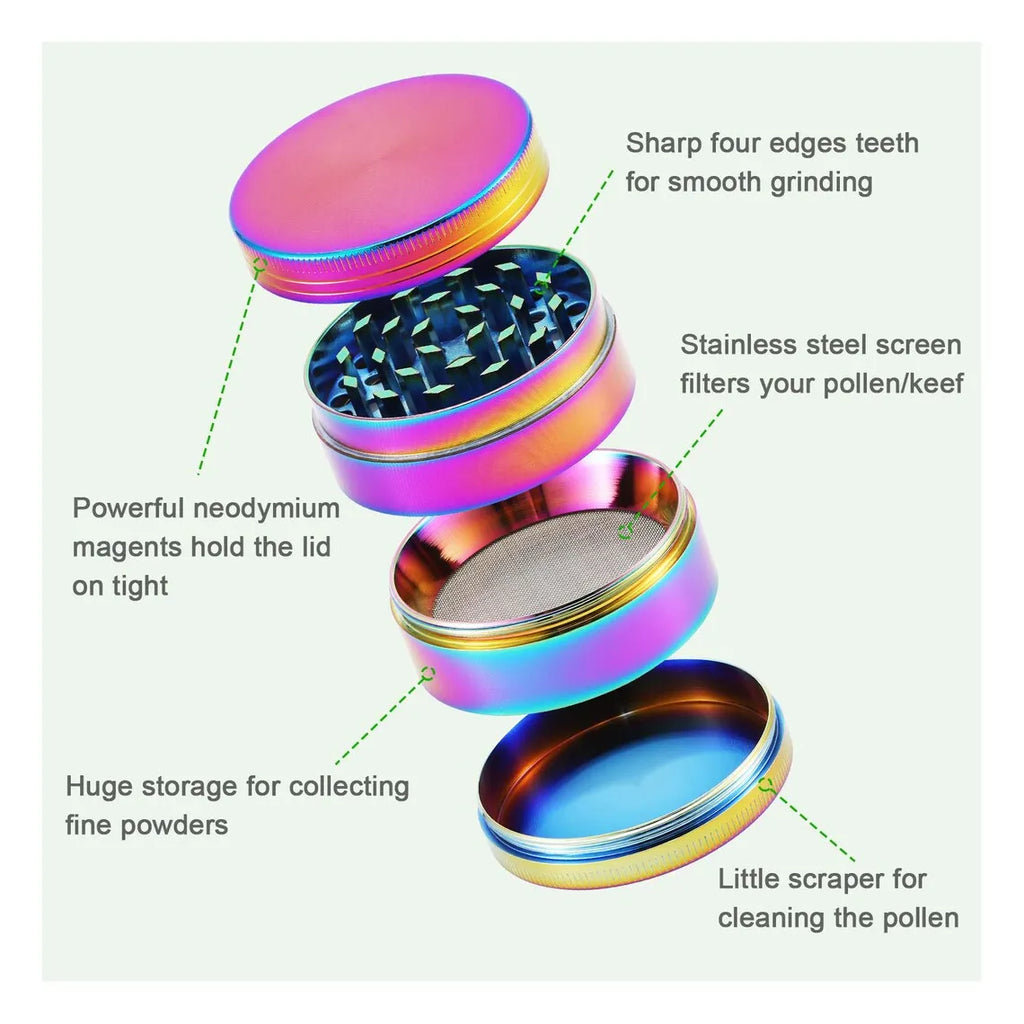 Stylish Crusher 4 Piece Rainbow Anodized Aluminum Crusher
