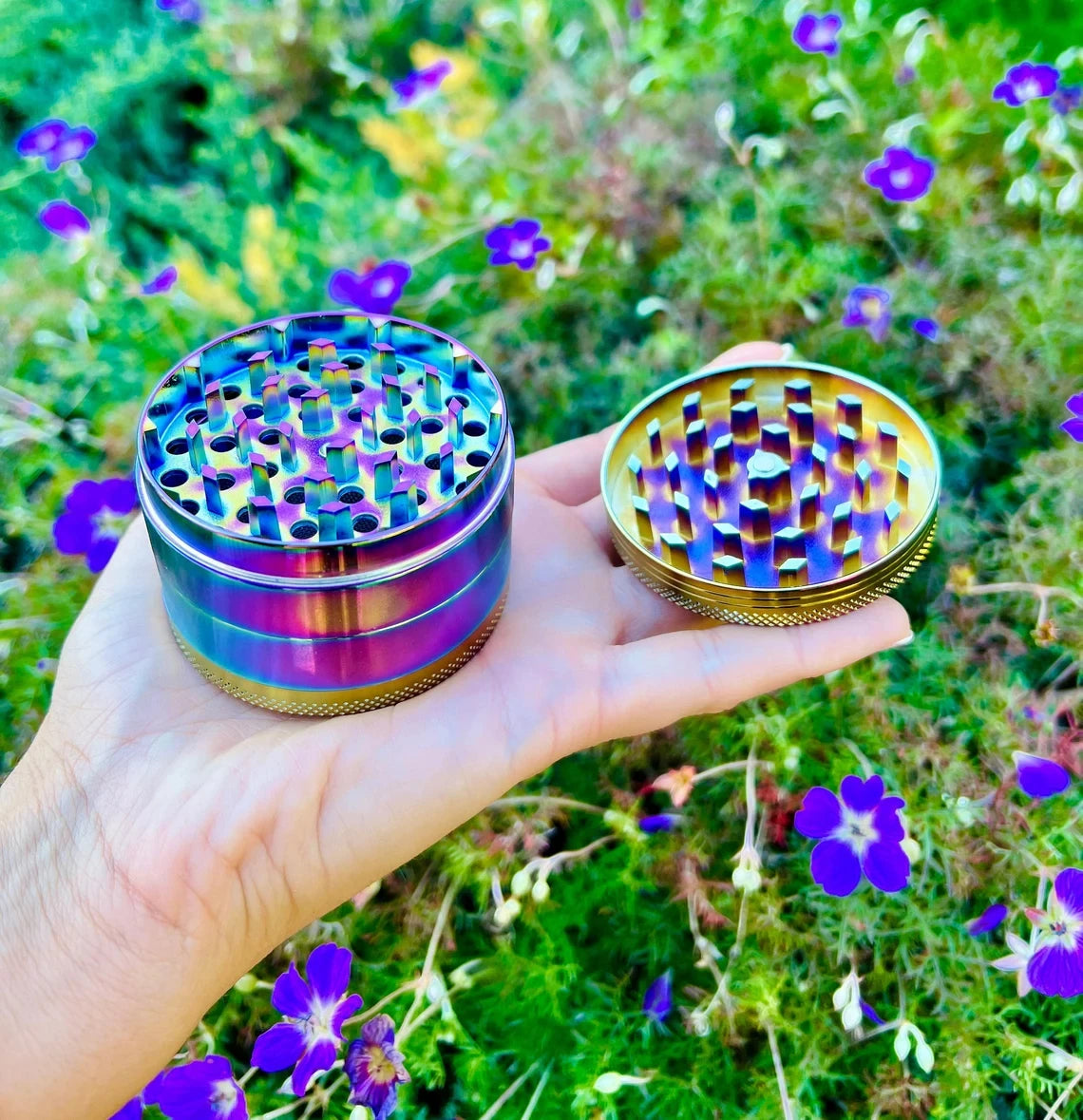 Stylish Crusher 4 Piece Rainbow Anodized Aluminum Crusher