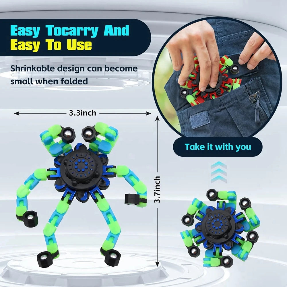 Fidgetstein 4-Pack Glow-in-the-Dark Robot Fidget Spinners