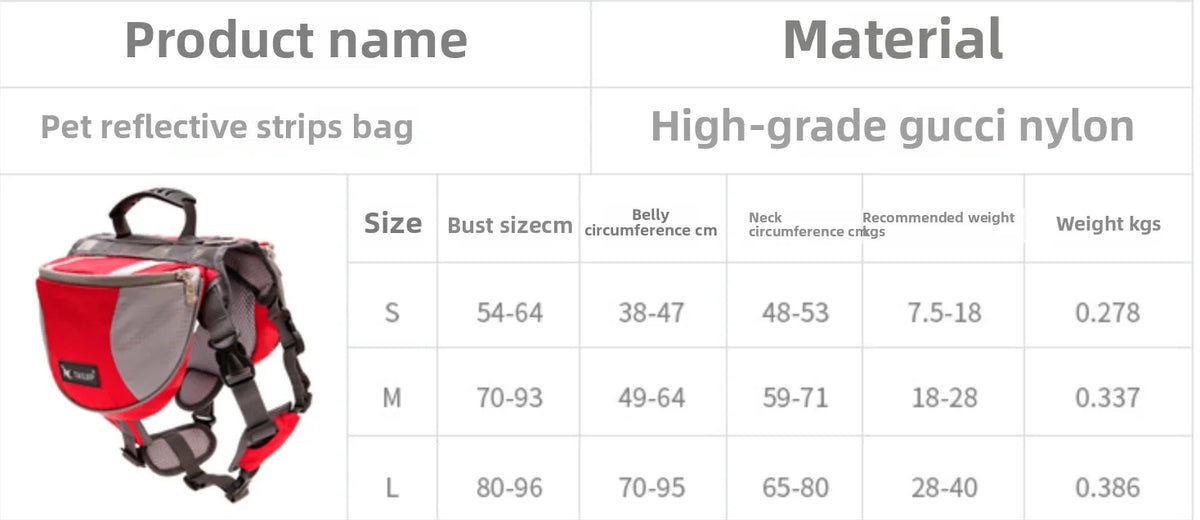 Fidgetstein Outdoor Dog Saddle Backpack – Reflective Adventure Pack