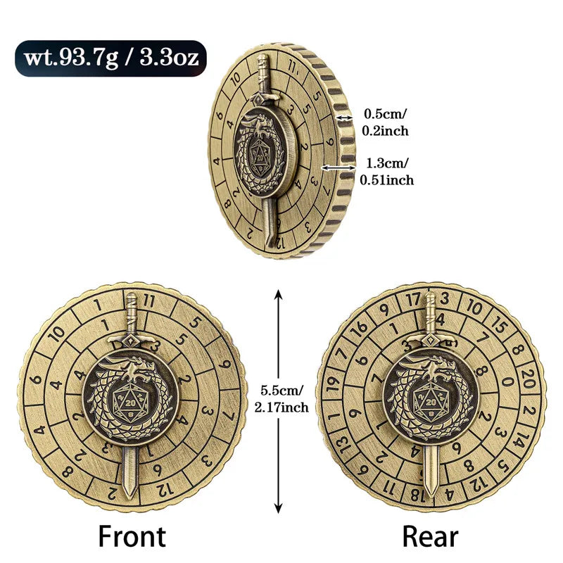 Fidgetstein 7-in-1 Metal Dice Spinner – Dragon & Sword