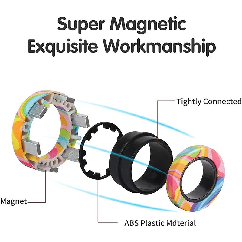 3-Piece Magnetic Fidget Rings – Rainbow