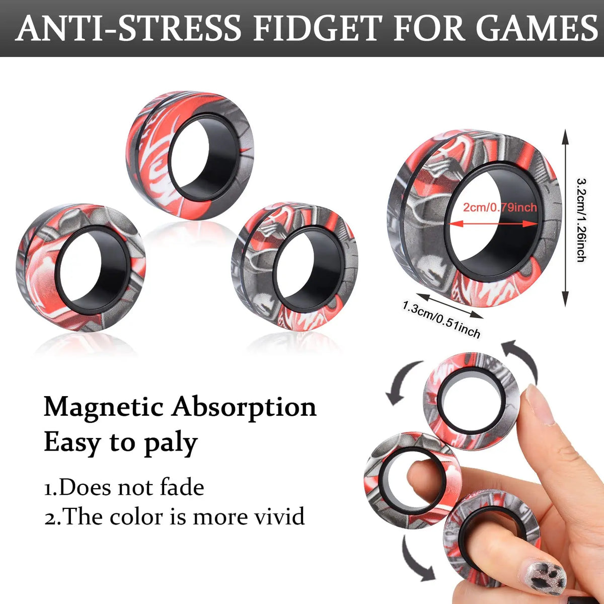 3-Piece Magnetic Ring Fidget Spinner