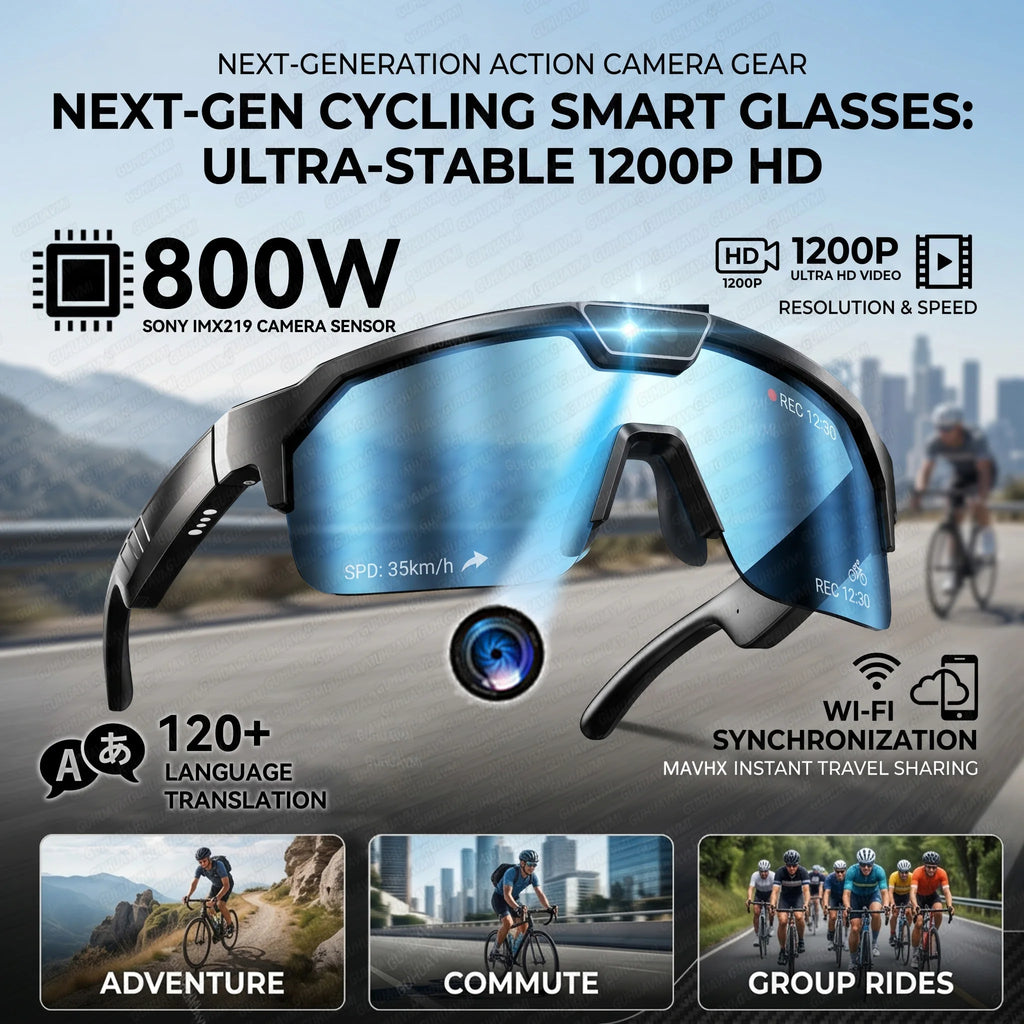Fidgetstein Smart Cycling Camera Glasses – HD Video & Bluetooth