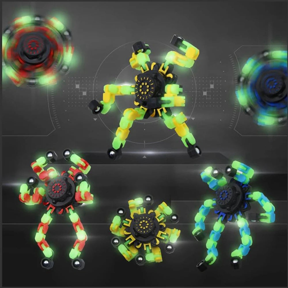 Fidgetstein 4-Pack Glow-in-the-Dark Robot Fidget Spinners