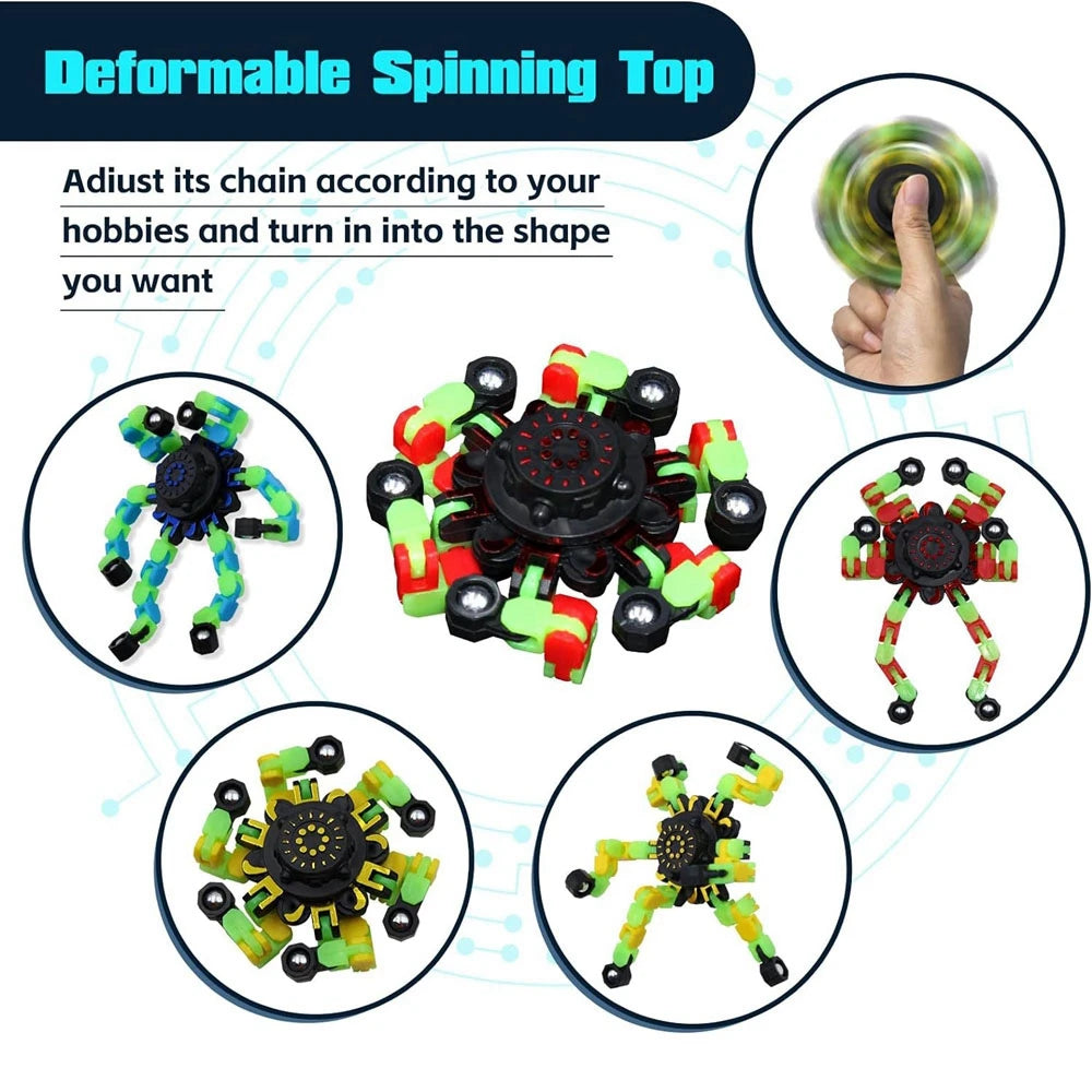 Fidgetstein 4-Pack Glow-in-the-Dark Robot Fidget Spinners