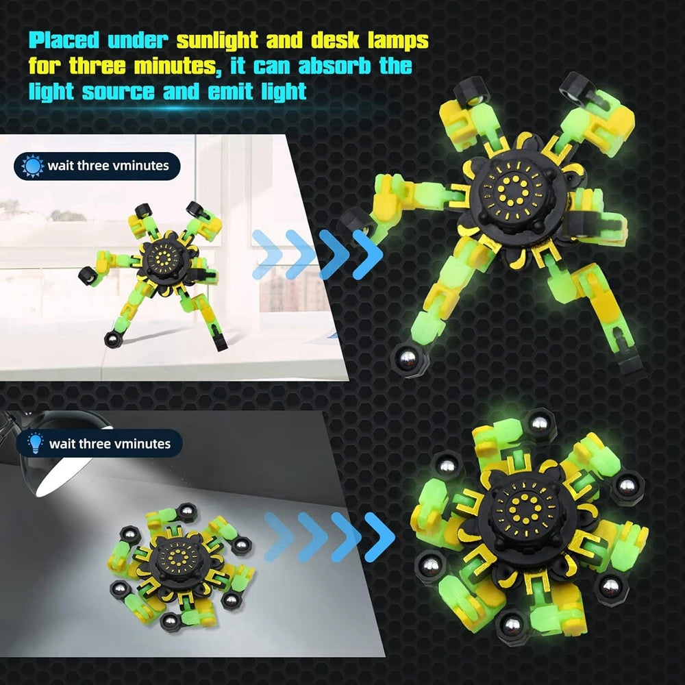 Fidgetstein 4-Pack Glow-in-the-Dark Robot Fidget Spinners