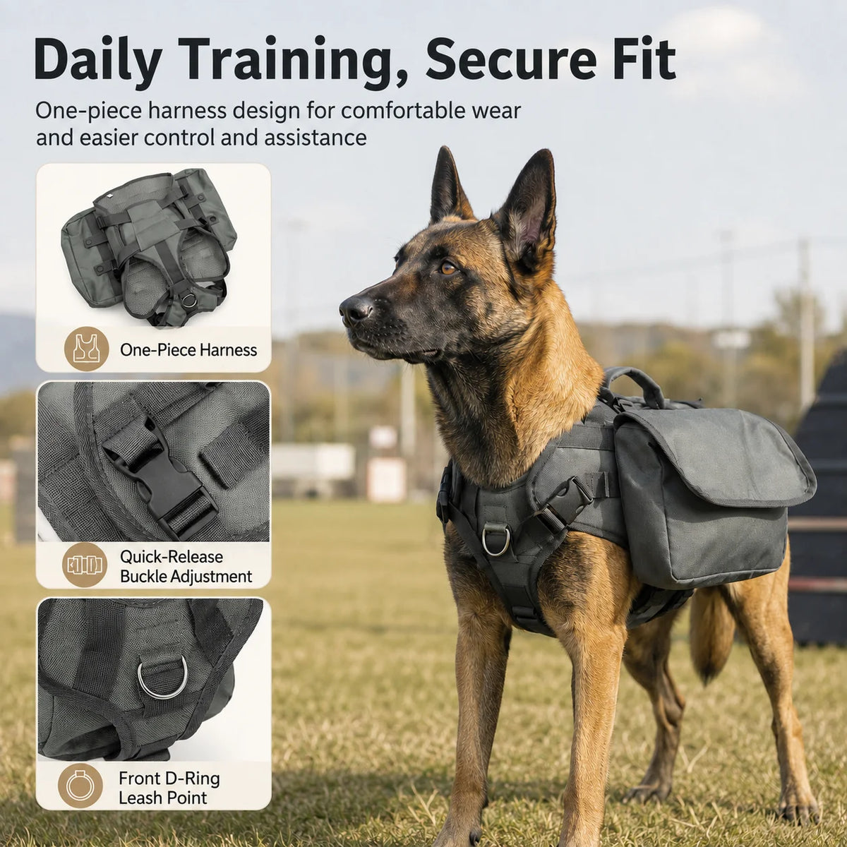 Fidgetstein Tactical Dog Backpack Harness – Outdoor Adventure Pack