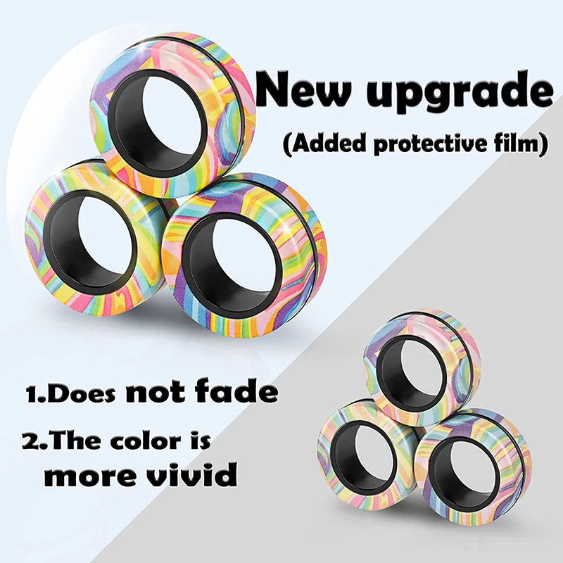 3-Piece Magnetic Fidget Rings – Rainbow