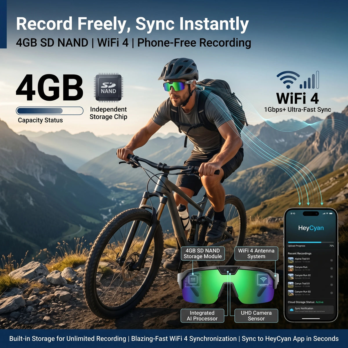 Fidgetstein Smart Cycling Camera Glasses – HD Video & Bluetooth