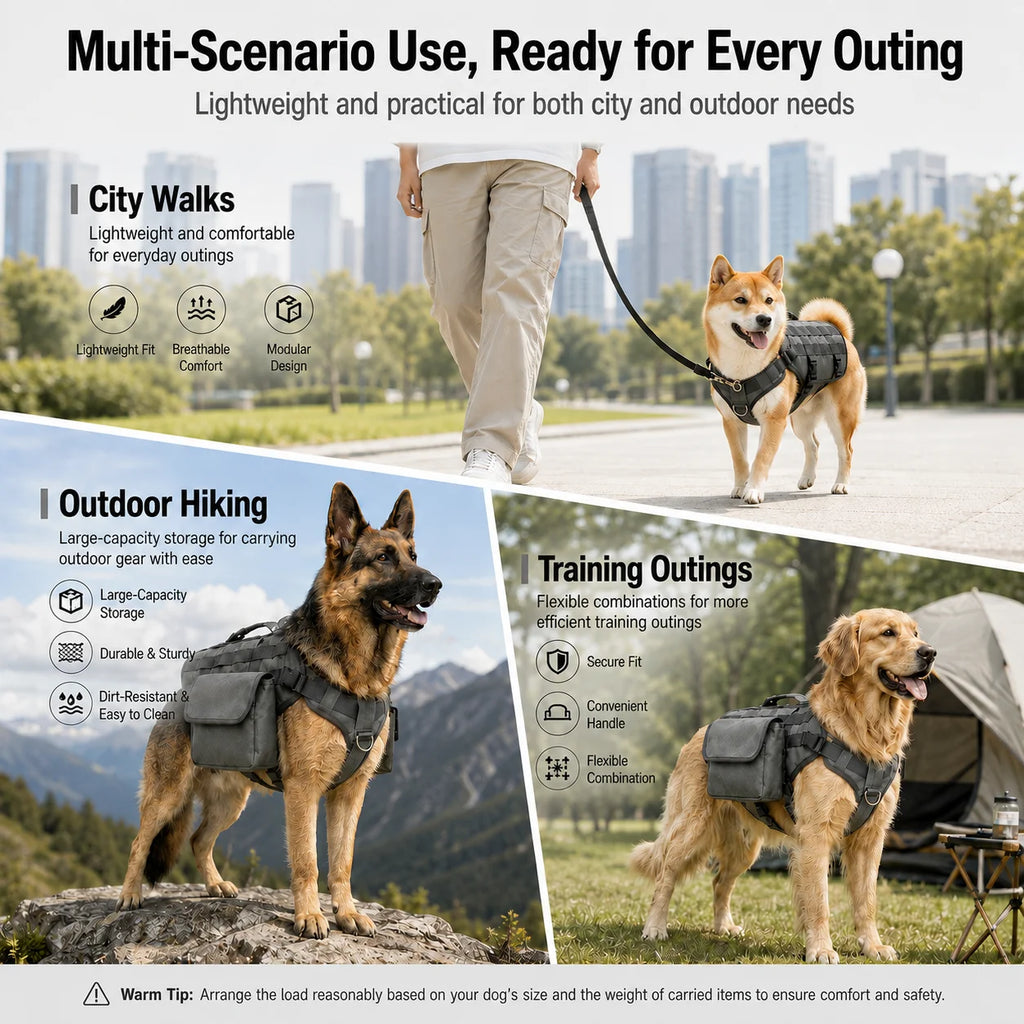 Fidgetstein Tactical Dog Backpack Harness – Outdoor Adventure Pack